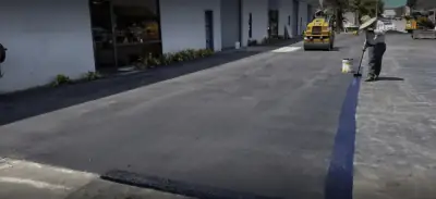 Commercial lot paving beside the building
