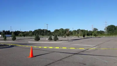 Parking lot with completed line striping