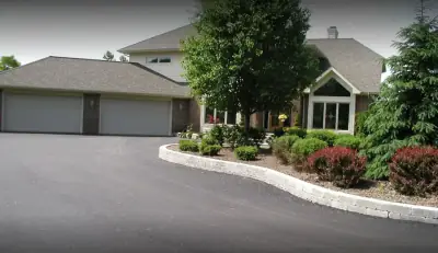 Driveway and landscaped entry