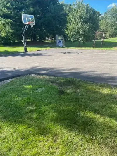 Driveway and basketball court area